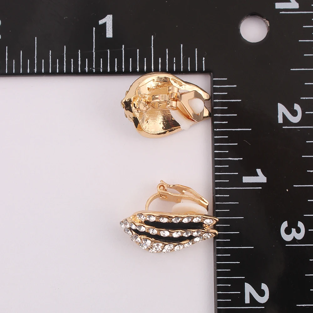 GRACE JUN Gold Black Color Flame Shape Clip on Earrings Without Pierced for Women No Ear Hole Earrings ear clip earrings clip earrings ear clip