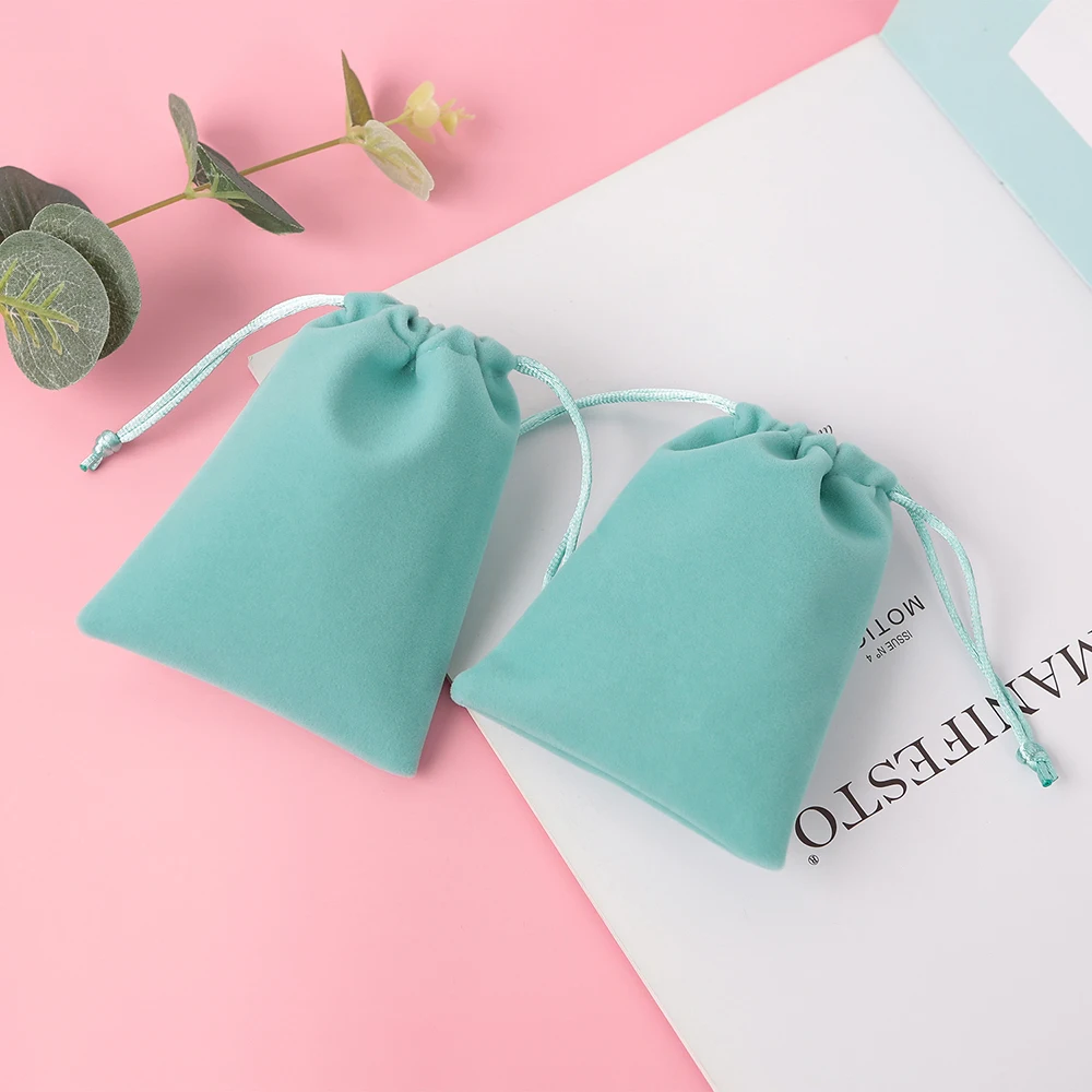 100pcs Velvet Jewelry Packaging Pouches Drawstring Soap Rings Earring Travel Organizer Gift Bag Wedding Favors For Guests Bulk