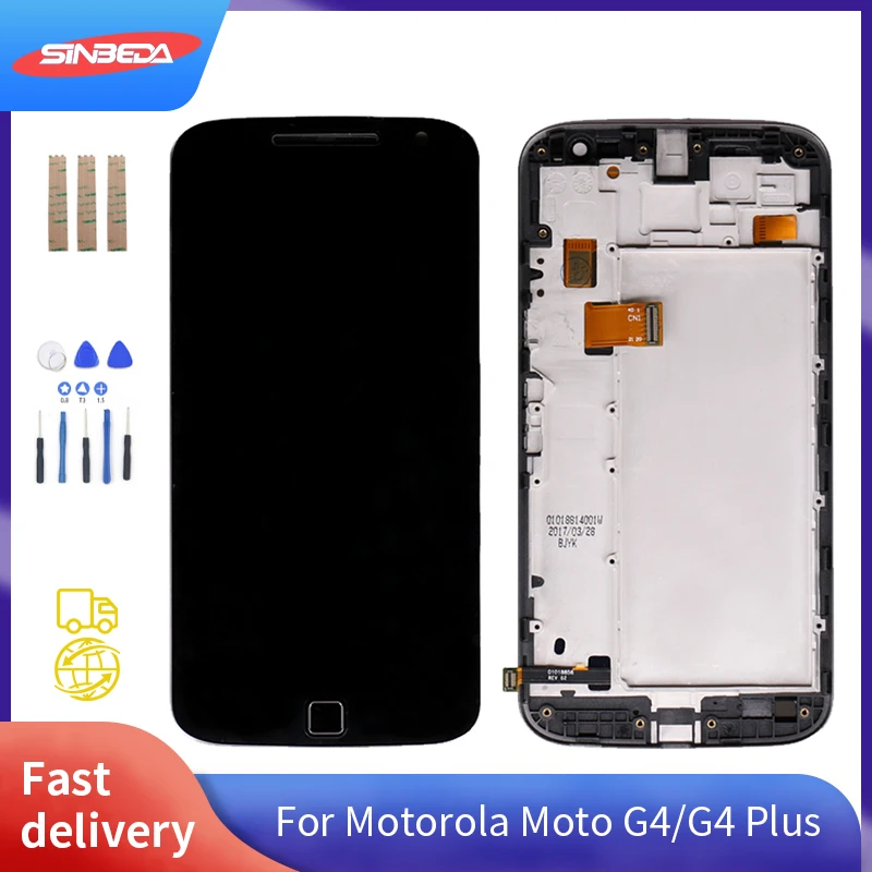ЖК-дисплей 5 дюйма для Motorola Moto G4 / Plus сенсорный экран дигитайзер рамка G4Plus XT1644 XT1642