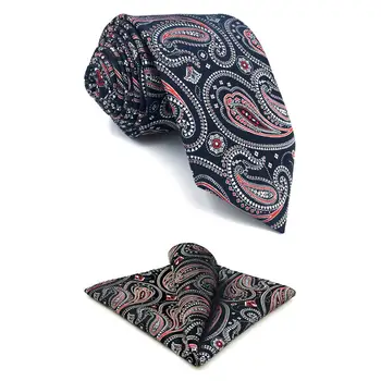 

E29 Multicolor Paisley Silk Mens Necktie Set Fashion Wedding Ties for male Dress Novelty Hanky Extra long size