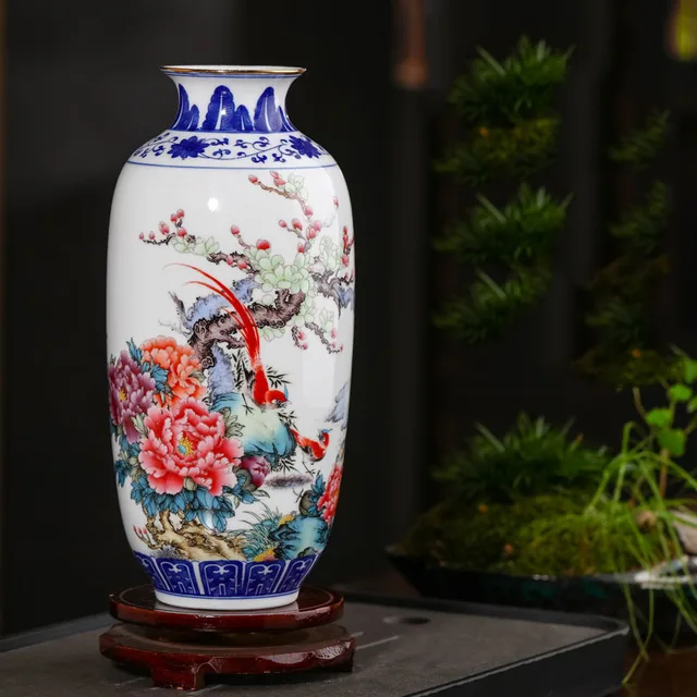 Jingdezhen Porcelain Vase Qianlong Blue And White Ceramic General Tank Jar Home Living Room Porch Handicraft Decoration 1