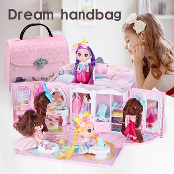 

Diy Doll House handbag Furniture Miniature accessories cute Dollhouse Birthday Gift home Model toy house doll Toys for Children