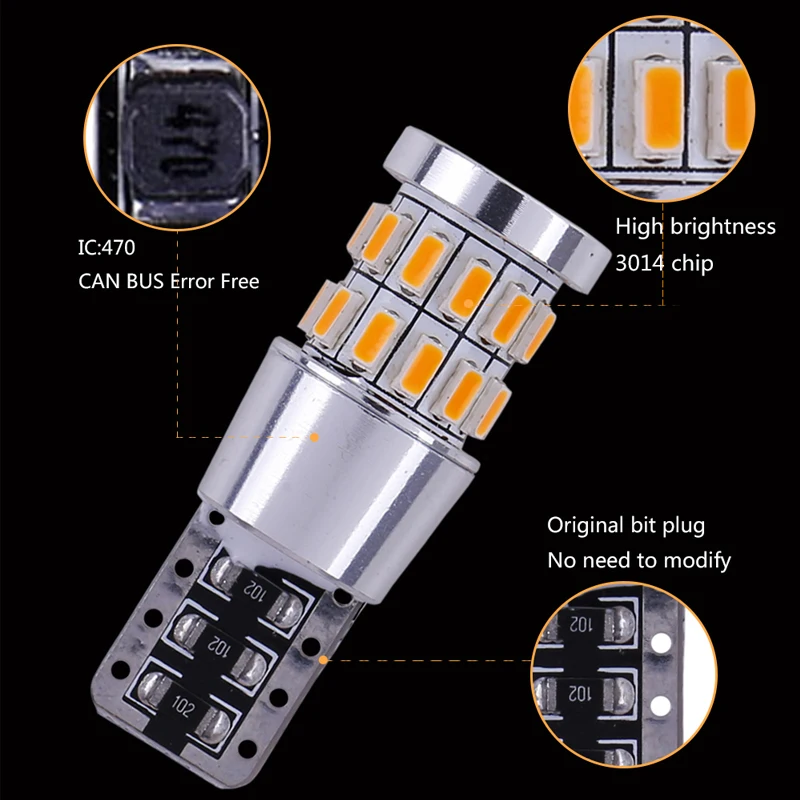 1 шт. CANBUS W5W WY5W светодиодный T10 светодиодный интерьер автомобиля свет 501 2825 192 168 30SMD Подсветка приборной панели Клин для лампы свет нет ошибок 12V 6000K