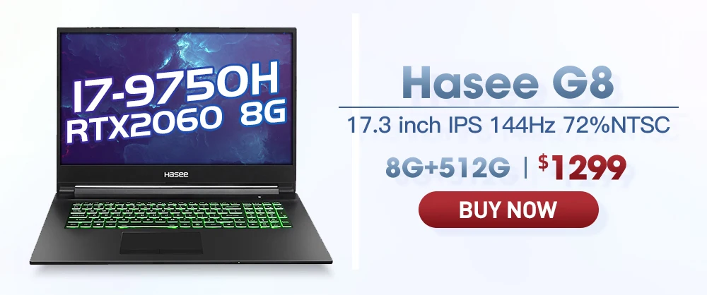 Ноутбук hasee G9-CT7PK(Intel Core I7-9750H+ RTX 2070/16GB ram/256G SSD+ 1T HDD/17,3 ''144Hz ips 72% NTSC) Портативный игровой ноутбук