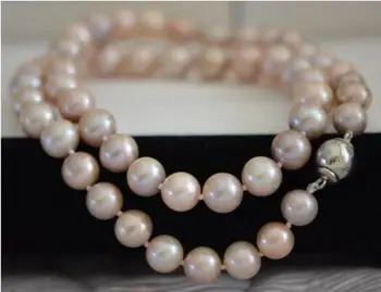 

classic 9-10mm south sea round light lavender pearl necklace 18"925s kkk
