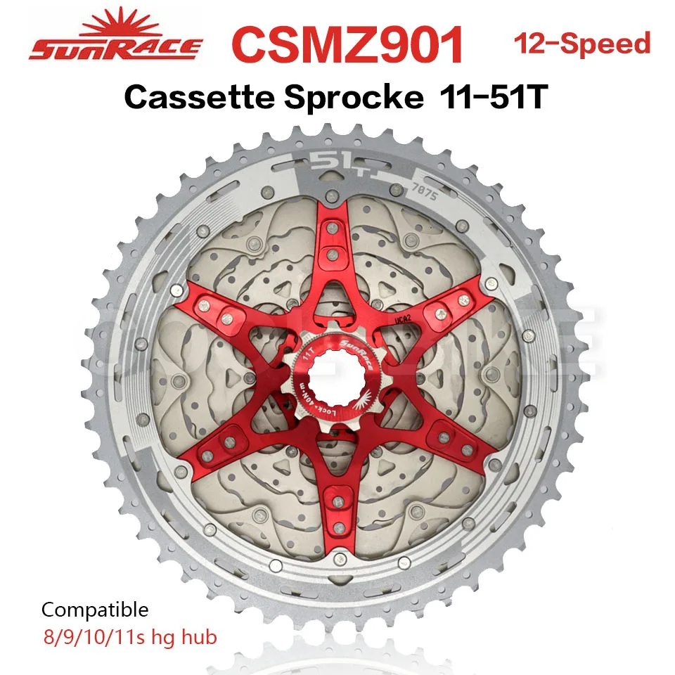 US $88.85 SunRace CSMZ901 CSMZ903 freewheel 12 Speed 1151T Mountain Bicycle cassette MTB Flywheel 12S Sprocket Compatible Shimano SRAM