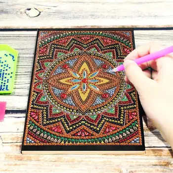 

DIY Mandala Special Shaped Diamond Painting 50 Pages Sketchbook A5 Notebook Handmade Christmas Craft Gift