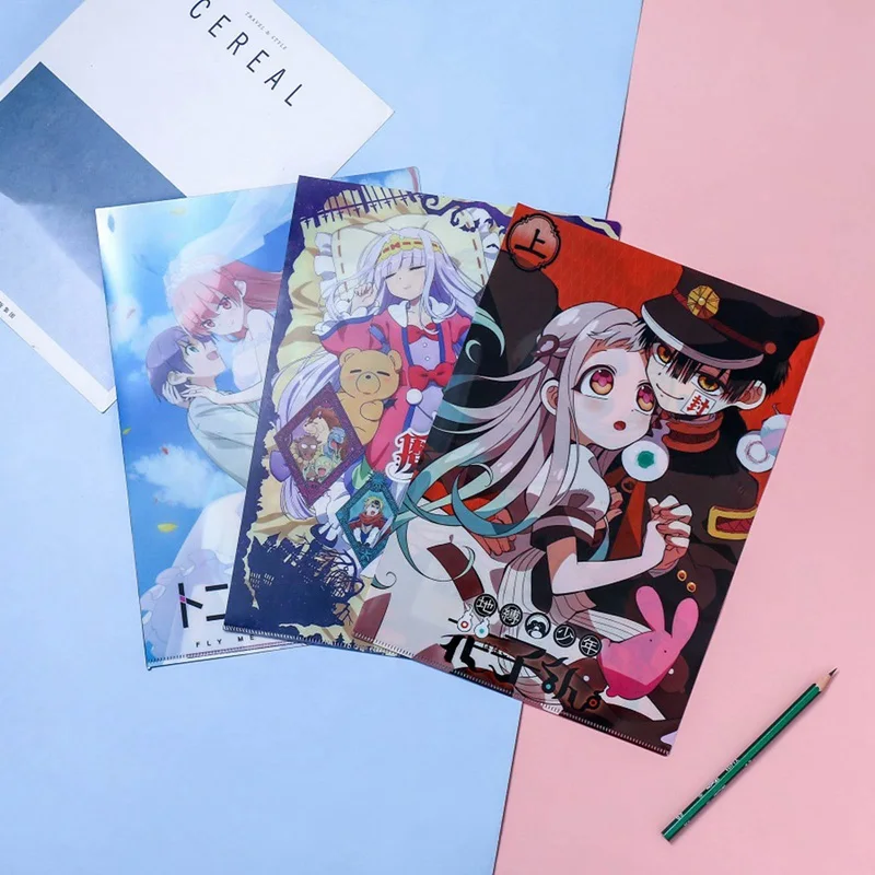 Carpeta de bolsas de archivos Anime A4, Jujutsu Kaisen Hanako-kun, bolsa de documentos de papel de PVC, bolsa de almacenamiento de archivos para oficina y escuela