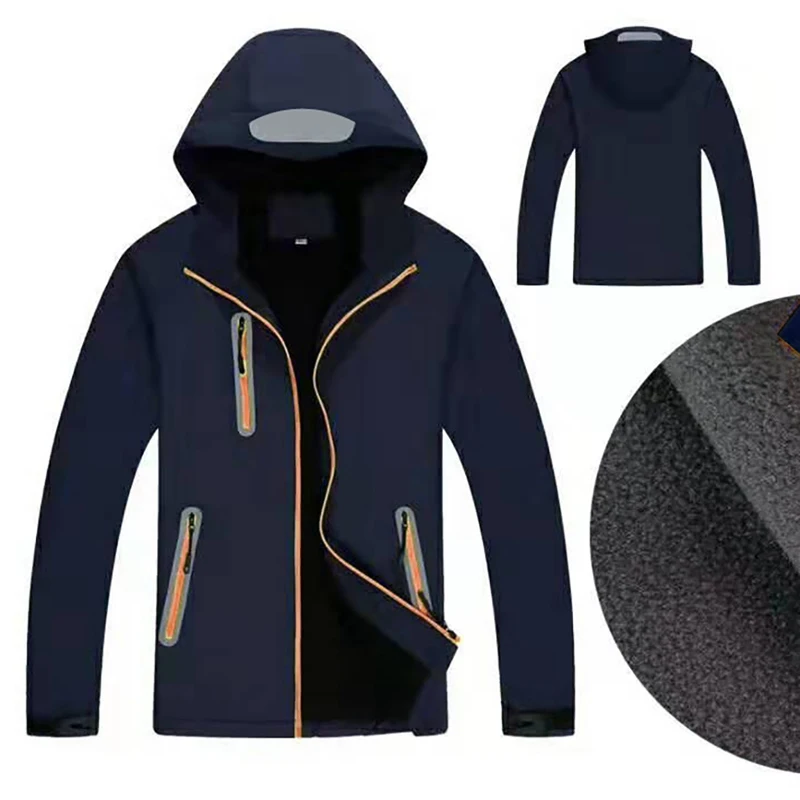 Мужские и женские зимние походные куртки, ветрозащитная водонепроницаемая верхняя одежда, мужская ветровка, плащ, пальто, пальто - Цвет: Черный