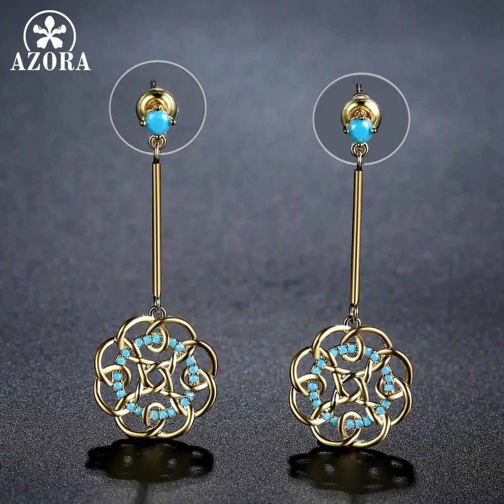AZORA Vintage Design Unique Delicate Cubic Zircon Hollow Flower Drop Earrings for Women Bridal Wedding Fashion Jewelry TE0406 AZORA Vintage Design Unique Delicate Cubic Zircon Hollow Flower Drop Earrings for Women Bridal Wedding Fashion Jewelry TE0406