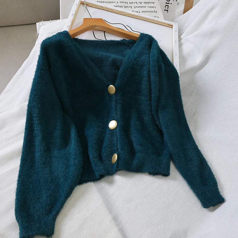 Solid Elegant Women Cardigans Casual V-Neck Knitted Women Sweaters Slim Autumn Winter Clothes jersey mujer invierno
