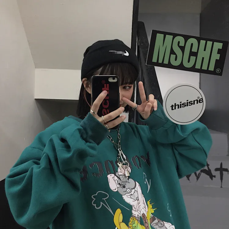 Винтаж мультфильм кроличья Толстовка Женские кофты японский Harajuku Ulzzang женский корейский кавайный милый одежда для женщин