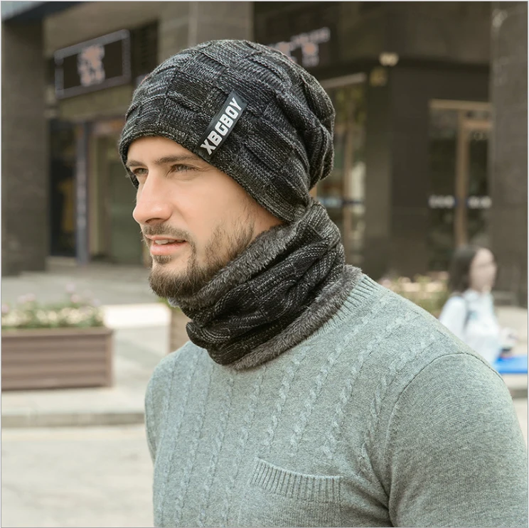 190*90 см Высокое качество саржевый окрашенный в пряже мужской шарф повседневный деловой однотонный всесезонный шарф с кисточками - Цвет: Hat and Bib Black