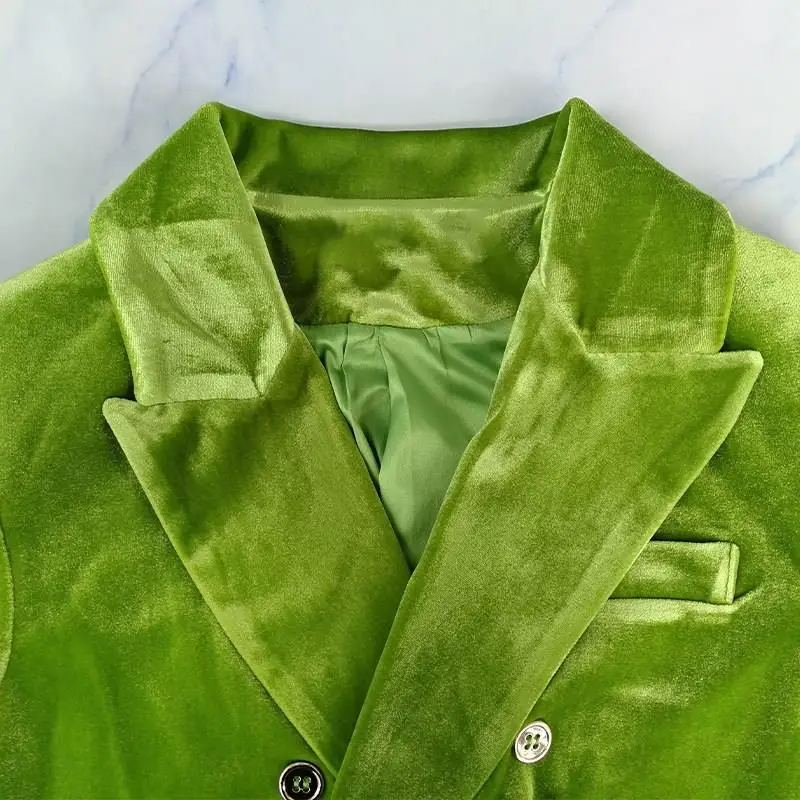 Green Velvet Blazer Women Ladies Blazer Designs Suit Jacket Notched Autumn Winter Coat Jacket Blazers Suits Designs