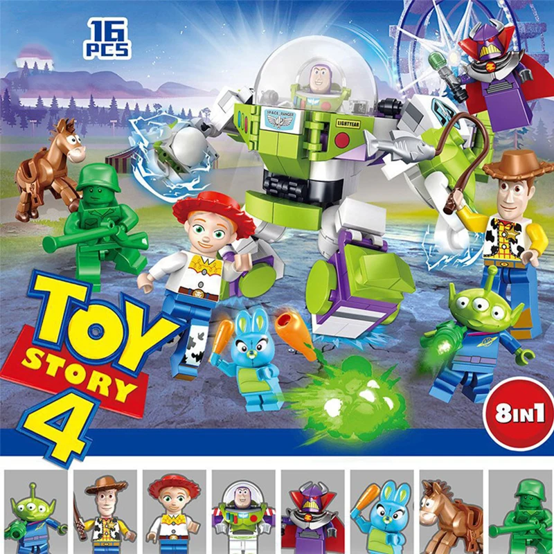

Toy story 4 Movie 8in1 261PCS model building block Hu Di three eyed monster Anime figures Decoration Collection toy story