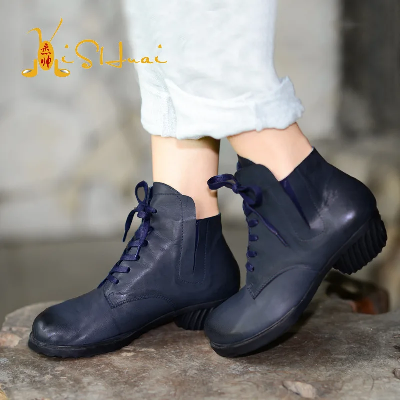 

99 Yuan Rebate Does Not Change Non-Mind Carefully Shot! Xi shuai Handmade WOMEN'S Genuine Leather Shoes National Wind