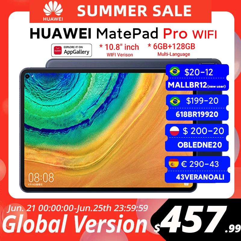 Global Version Huawei Pro Wifi 6gb128gb Tablet Android 10 Aliexpress