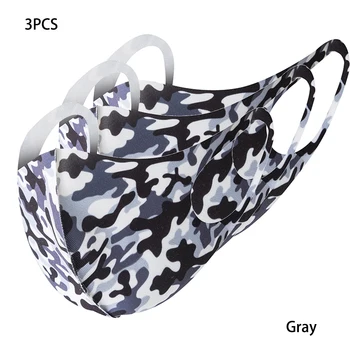 

3Pcs Face Mask Washable Reusable Anti-dust Mouth Face Masks Camouflage Sponge Mask Anti Cold Mask Humanized Design