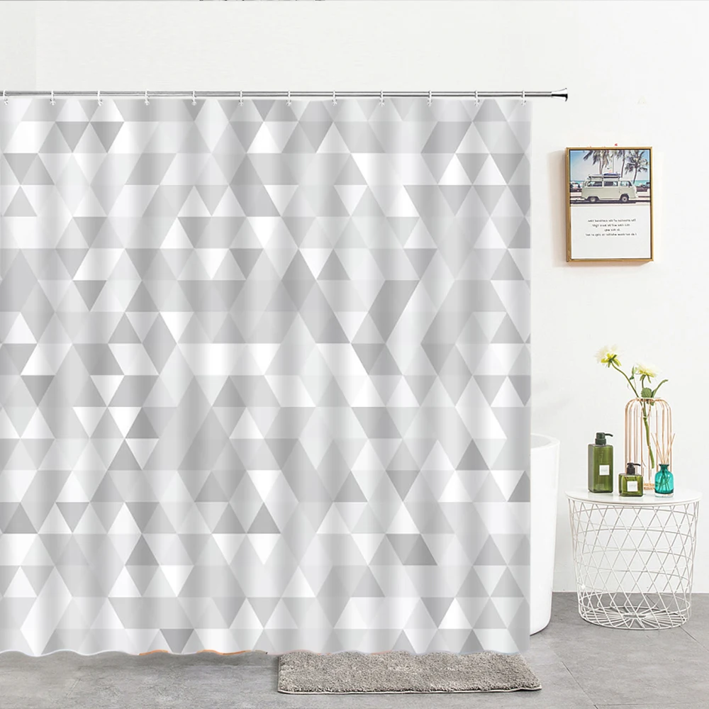 

Modern Geometry Shower Curtains Bath Curtain Waterproof With 12 Hooks Home Decoration Washable Fabric Bathroom Screens
