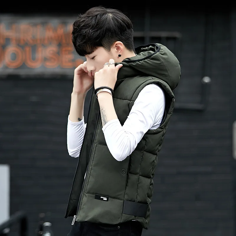 Pepp pepp осеннее и зимнее Новое Стильное хлопковое пальто, мужской однотонный Повседневный жилет со съемным плечом и капюшоном, мужской жилет