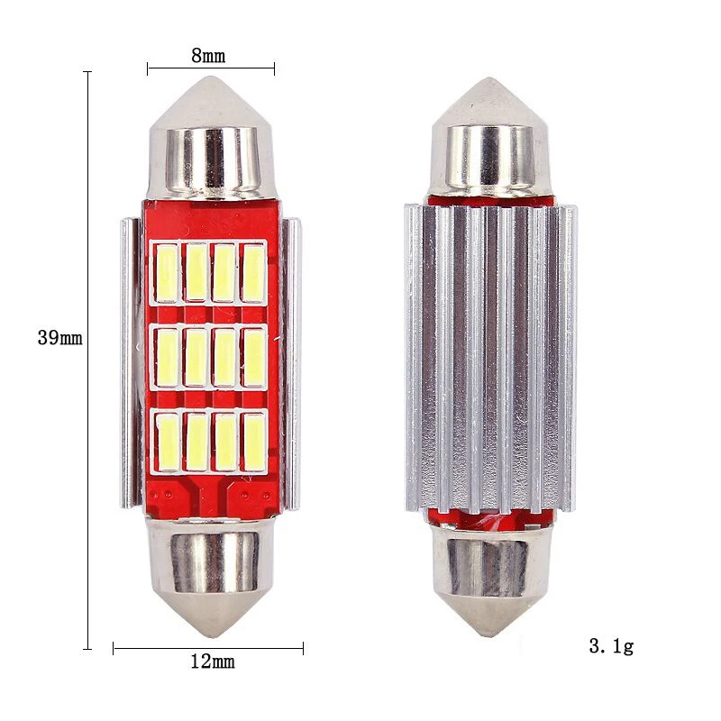 10 шт. гирлянда 31 мм 36 мм/39 мм/41 мм C5W CANBUS без ошибок авто светильник 12 SMD 4014 светодиодный салона Купол лампы для чтения белый DC12V
