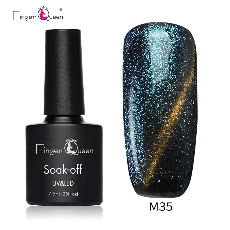 M35 Fingerqueen 7,5 мл кошачий глаз долговечный гель для ногтей Магнитный замачиваемый Светодиодный УФ-гель для ногтей Магнитный 48 цветов Гель-лак - Цвет: M35