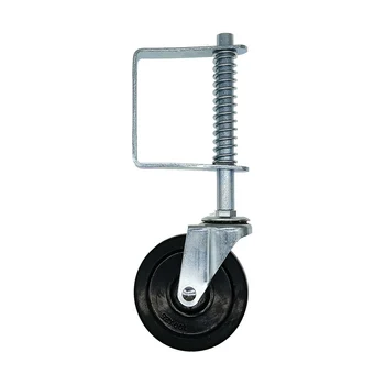 

4 Inch Rubber Gate Wheel Spring Loaded Caster Heavy Duty 220Lbs Load Capacity Universal Furniture Hardware
