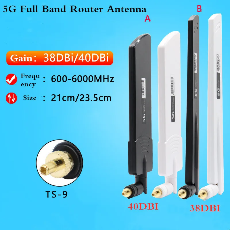 En venta 5G CPE Pro antena del Router de alta ganancia 40/38DBI Flexible doble banda completa antena TS9 interfaz para Huawei B311 5E773 WIFI portátil B6qpedo5YrE