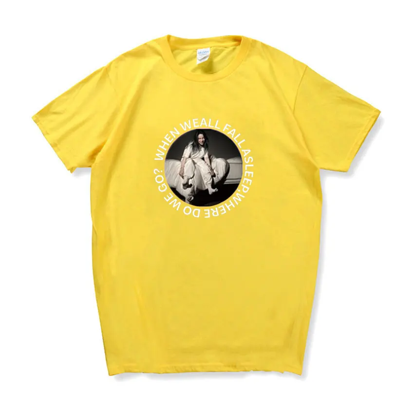 

Billie Eilish T Shirt Harajuku Fans White Cotton Men and women Hot Selling Man Aesthetic Top Tee Plus Size Streetwear Cool