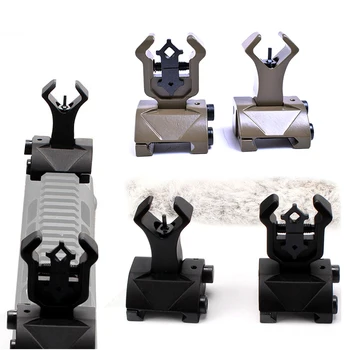 

Hunting caza AR15 Folding Flip up Front Rear Sight Iron Sight Set Dual Diamond Shape BUIS for 20mm Rail Handguard Mount