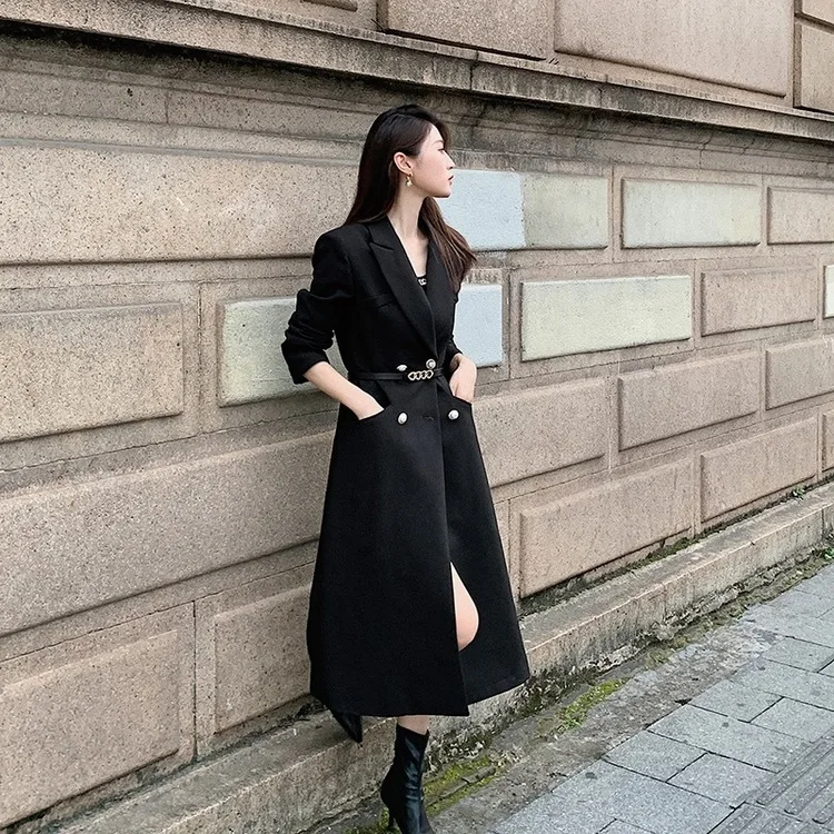 最新人気 女性のミドル丈レインコート,新しい秋のウインドブレーカー,ラペルウエスト,韓国のカジュアルコート,女性のトレンチコート,2021 ≪