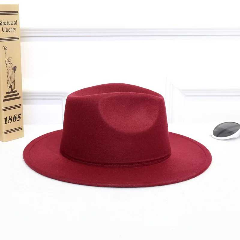 Фетровая шляпа для мужчин и женщин, имитация шерсти, зимние женские фетровые шапки, Мужская модная черная верхняя джазовая шляпа, фетровая шляпа