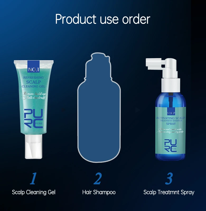 PURC Hair Scalp Treatment Anti Dandruff Anti Itch Essence Spray Prevent Hair Loss Oil Control Hair Care Products for Women 60ml