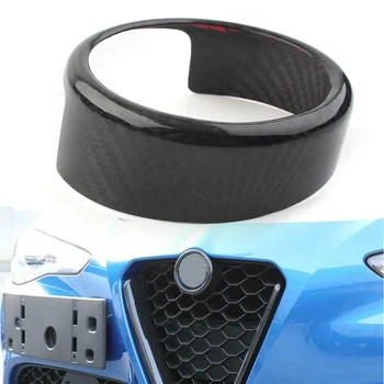 

Real Carbon Fiber Car Styling Accessoreis For Alfa Romeo Giulia 2017-2020 Front Grill Emblem Logo Ring ABS Decoration Cover Trim