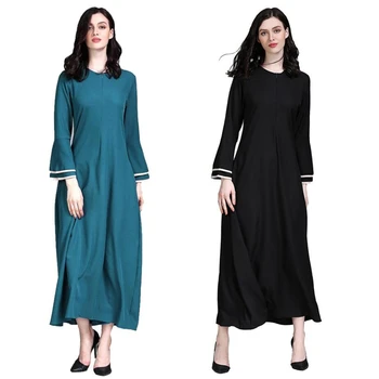 

Fashion islamic long dress muslim womens kaftans arab turkey malay clothing full sleeve abaya dress plus size M-XXL