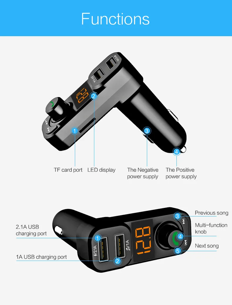Bluetooth автомобильный комплект fm-передатчик беспроводной радио адаптер USB зарядное устройство mp3-плеер Автоматическое хранение памяти Подключение навигации