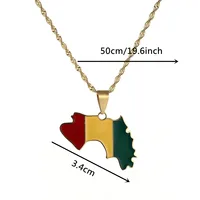 Stainless Steel Guinea Map & Flag Pendant Necklaces for Women Men Jewelry Map Of Guinea Necklaces Guinee 2
