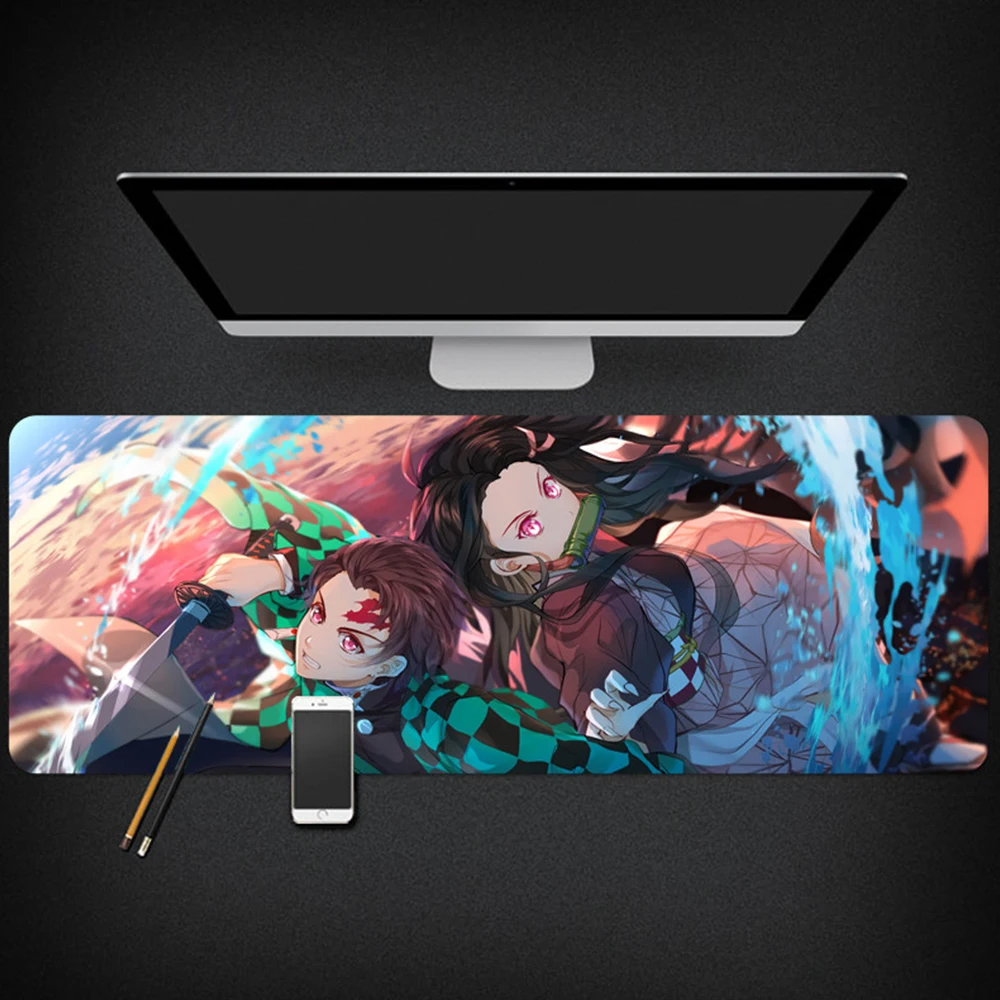 Подгонянный супер большой размер коврик для мыши Kamado Tanjirou Kamado Nezuko Agatsuma Zenitsu Hashibira Inosuke Настольный коврик 800x300x3 мм