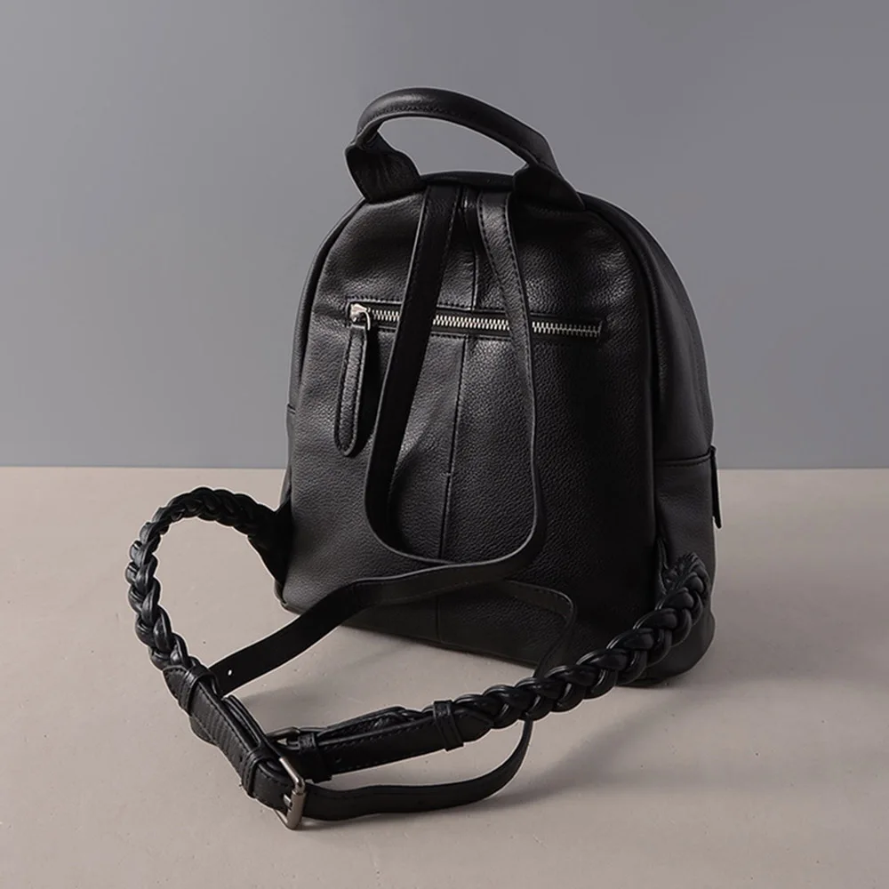 Модный женский рюкзак Zency из натуральной кожи, вместительная Повседневная дорожная сумка, классический черный школьный рюкзак, простой ранец