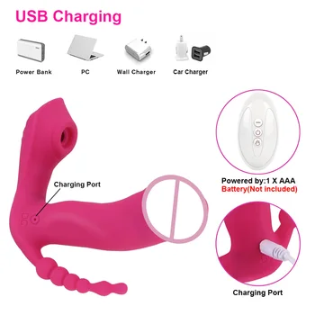 3 In 1 Sucking Vibrator Anal Vagina Clitoris Stimulator Multifunction Wearable Dildo Vibrator Sexy Toys for Women 3