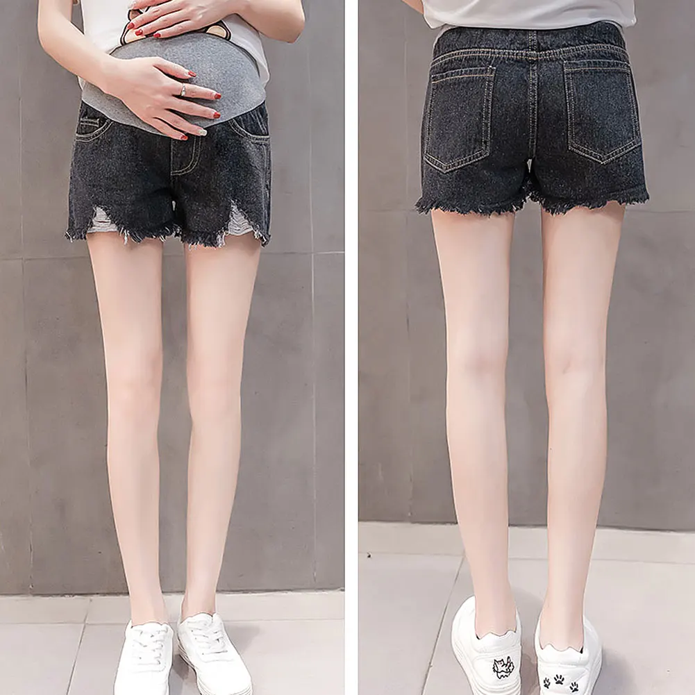 Весенне-летние женские рваные эластичные джинсовые шорты с высокой талией для беременных M/L/XL/XXL джинсовые шорты с дырками для беременных