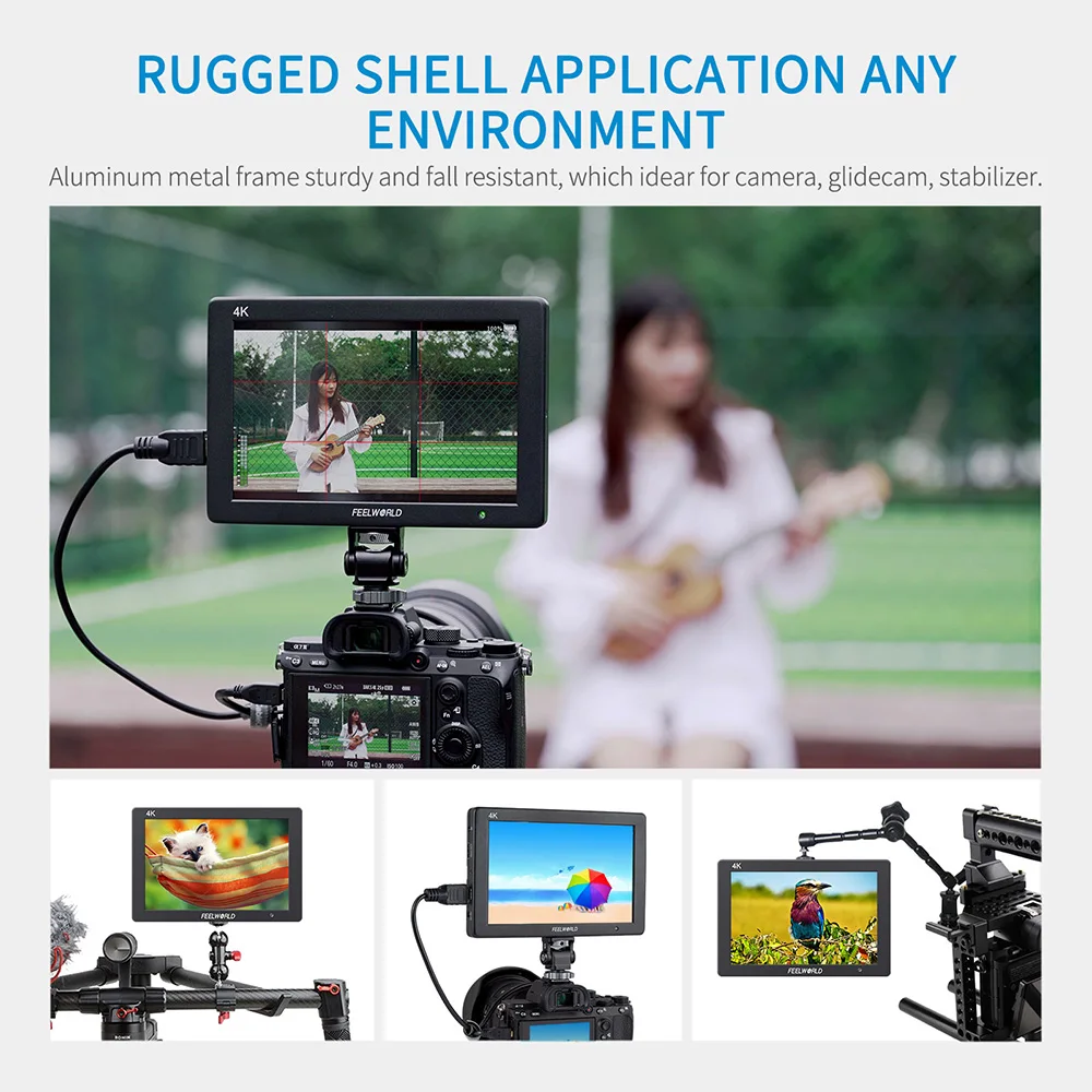 Portable Monitor DSLR Field Monitor FEELWORLD T7 PLUS V2 7Inch 3D LUT IPS 1920x1200 On-camera Field Monitor Aluminum Housing 4K HDMI Input/ Output Waveform Vector