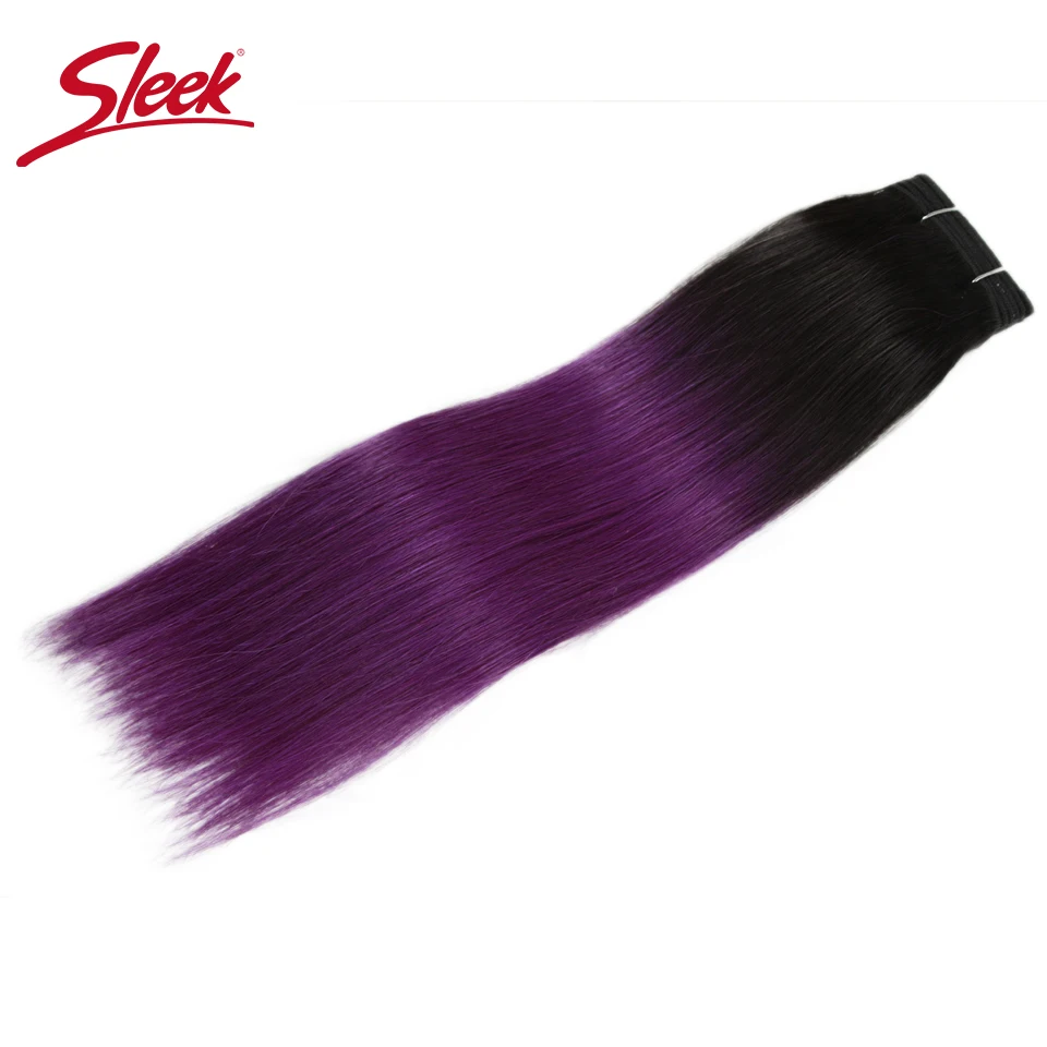 Sleek Double Drawn Remy Peruvian Straight Human Hair Ombre Color 1B/Pink and 1B Purple Blue Blonde 613 Bundles Hair Extension