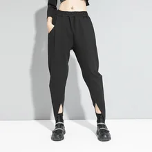 Elastic Waist Casual Loose Pants Female Fashion Clothing 2020 Black Color Cold Styles Pants Irregular Trousers For Women  Z2