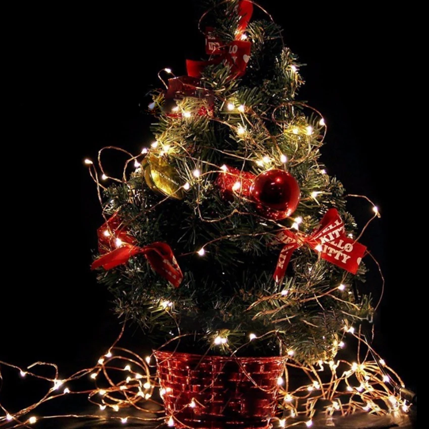 Рождественский Сказочный светильник 5 м 10 м светодиодный светильник DC 12 В светодиодный светильник из медной проволоки для свадебной вечеринки украшение дома гирлянда