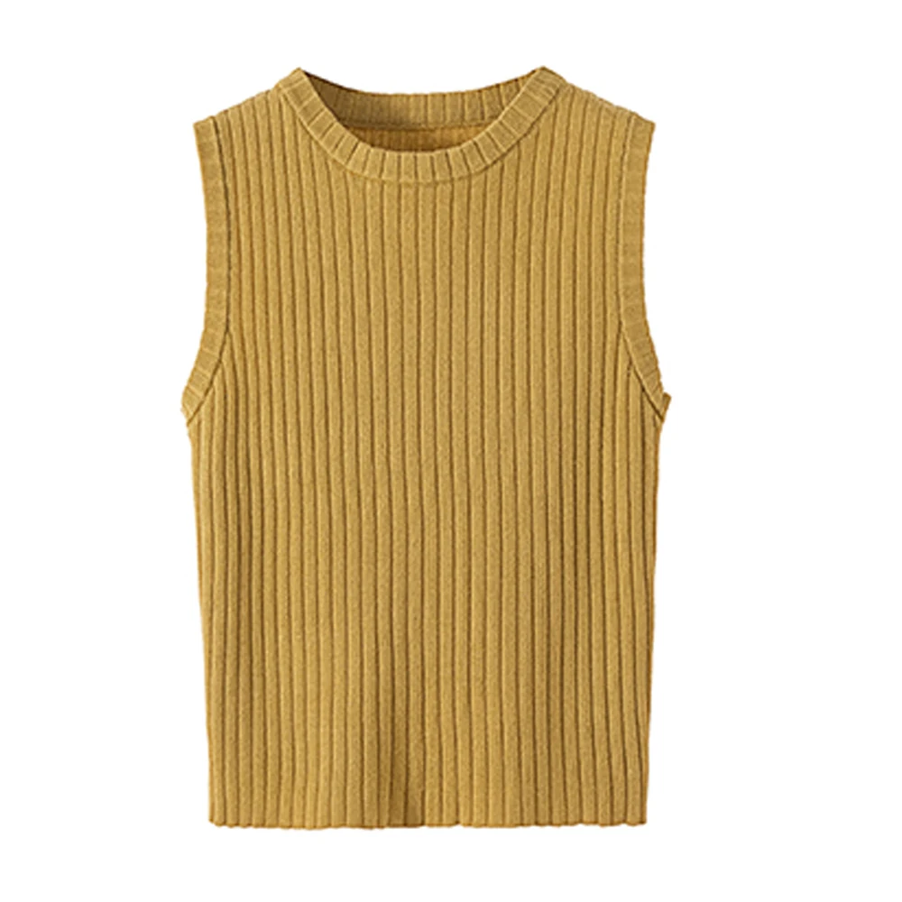 Цвет: желтый 8 цветов, женские майки, тонкие майки размера плюс, хлопок внутри, верхняя одежда, чистый цвет, жилет - Цвет: Цвет: желтый