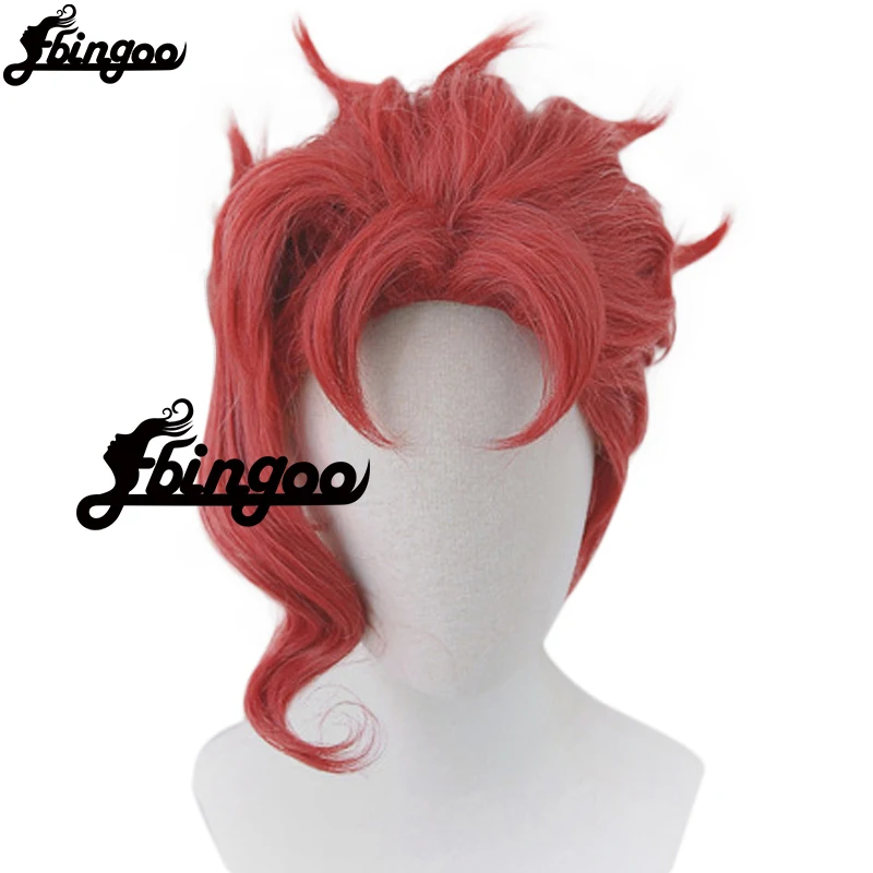 

ã€Ebingooã€‘Kakyoin Noriaki From JOJO Red Curly Short Heat Resistant Synthetic Hair Cosplay Costume Wigs + Wig Cap