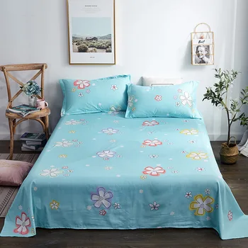 

1 Piece 100% Cotton Flat Sheet For Children Adults Single Double Bed Cartoon Flower Flat Bedsheets (No Pillowcase) XF716-14