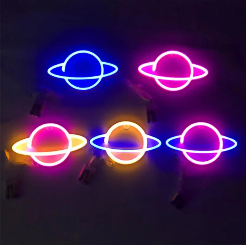 LED 3D Planet Neon Light Night Lamp Kids Baby Nursery Bedroom Hanging Christmas Home Room Party Decorative | Освещение