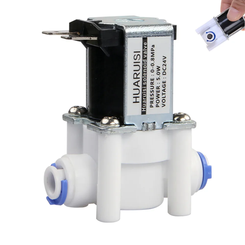 Mejor vendedor  Válvula de agua eléctrica de 24V CC, válvula solenoide de 1/4 ", Conexión de manguera para ósmosis inversa, controlador RO de sistema puro, 1 ud. X6MNemJalgV